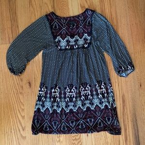 Knee length black boho dress